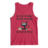 Black Cat English Teacher Gift Tank Top No More Homework Punctuation Matters Grammar Humor