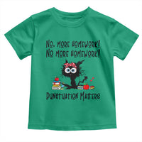 Black Cat English Teacher Gift Toddler T Shirt No More Homework Punctuation Matters Grammar Humor