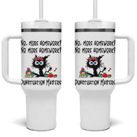 Black Cat English Teacher Gift Tumbler With Handle No More Homework Punctuation Matters Grammar Humor