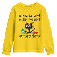 Black Cat English Teacher Gift Youth Sweatshirt No More Homework Punctuation Matters Grammar Humor