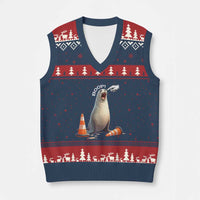 Funny Neil The Seal Boop V-Neck Knit Sweater Vest Viral Cute Seal Lover Gift