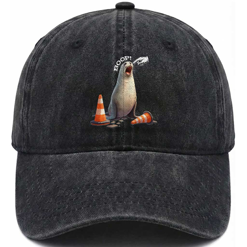 Funny Neil The Seal Boop Washed Cotton Baseball Cap Viral Cute Seal Lover Gift
