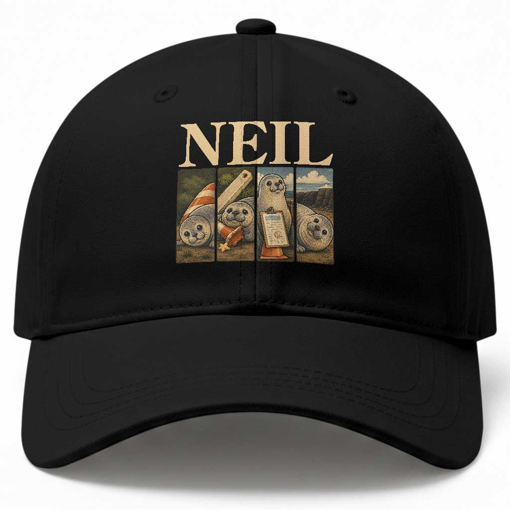 Funny Neil The Seal Baseball Cap Viral Ocean Animal Meme Graphic