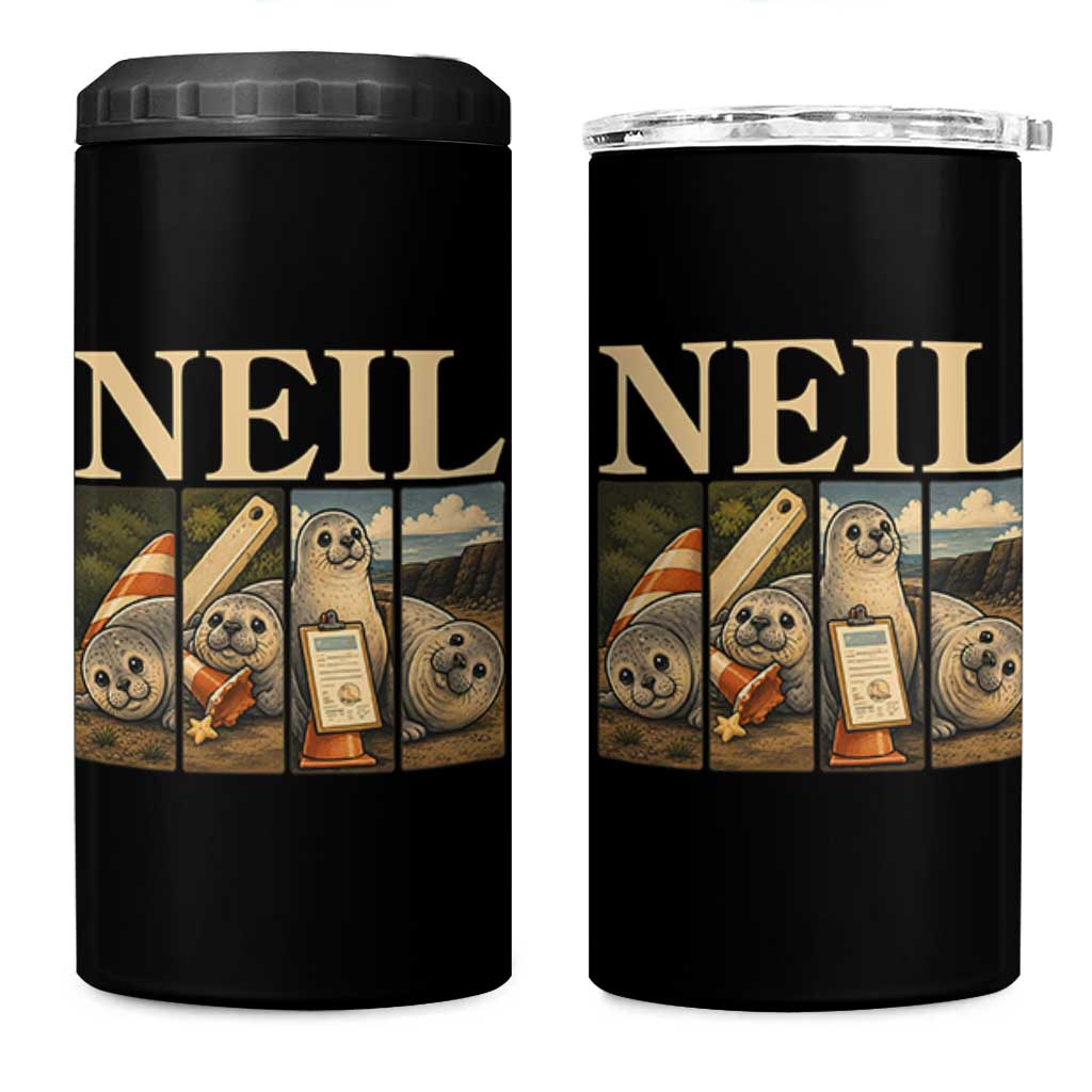 Funny Neil The Seal 4 in 1 Can Cooler Tumbler Viral Ocean Animal Meme Graphic