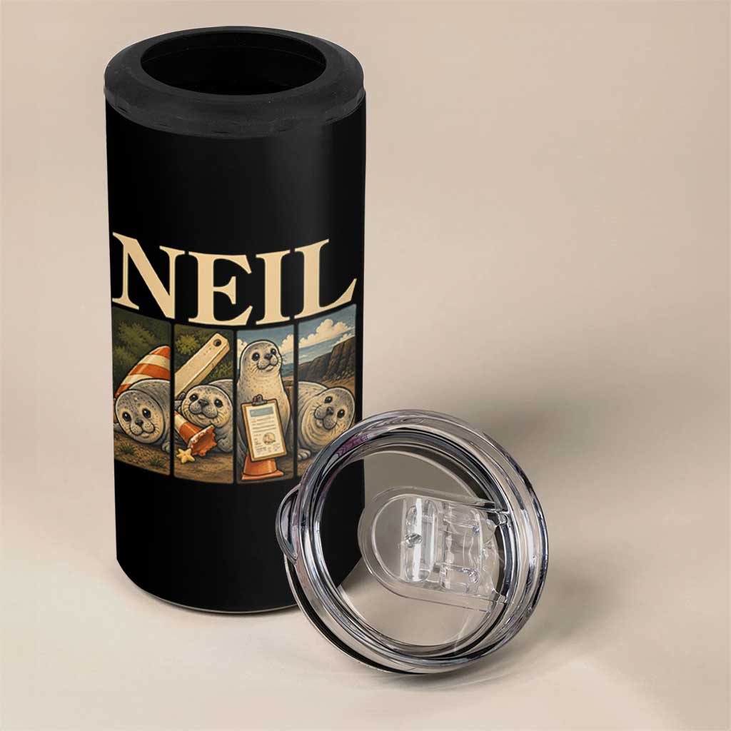 Funny Neil The Seal 4 in 1 Can Cooler Tumbler Viral Ocean Animal Meme Graphic