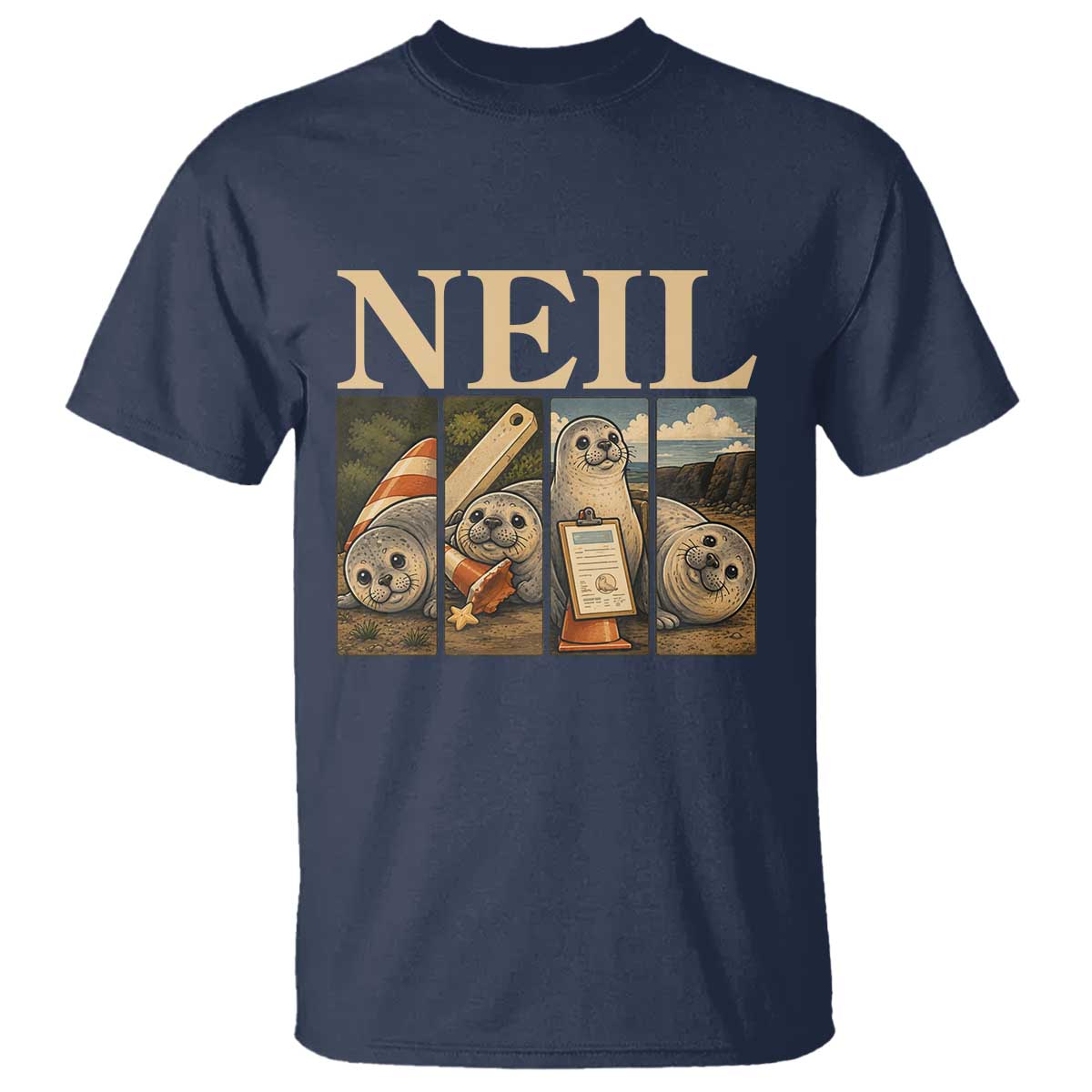 Funny Neil The Seal T Shirt Viral Ocean Animal Meme Graphic