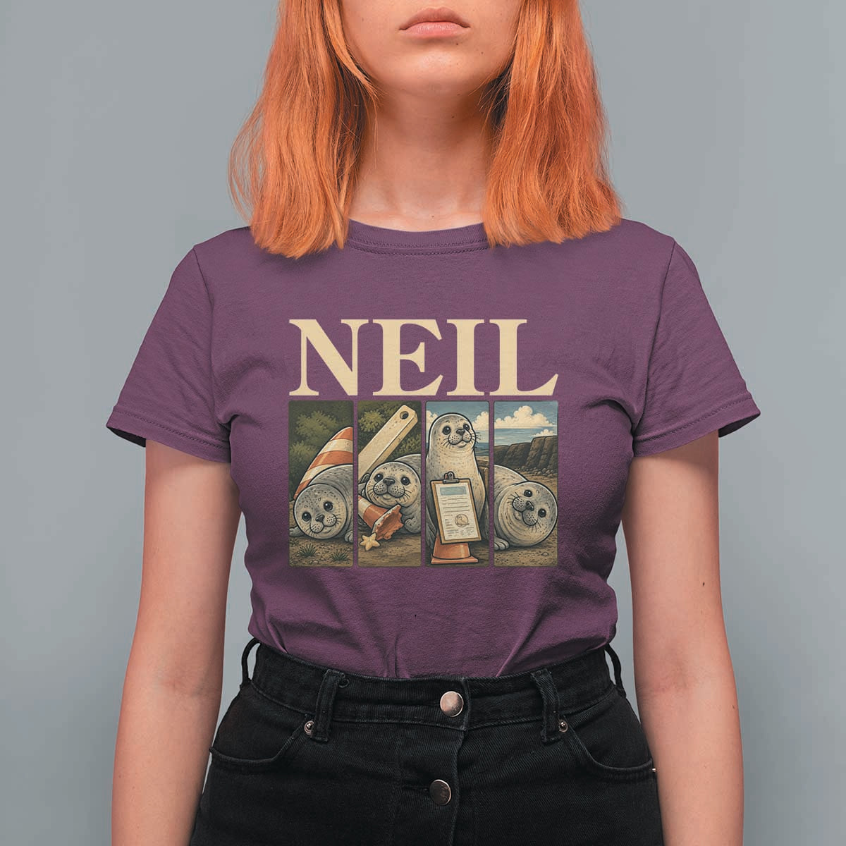 Funny Neil The Seal T Shirt For Women Viral Ocean Animal Meme Graphic