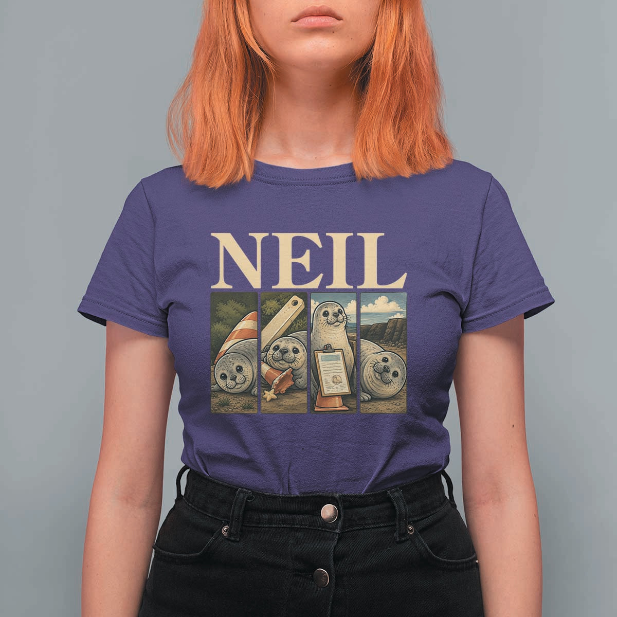 Funny Neil The Seal T Shirt For Women Viral Ocean Animal Meme Graphic
