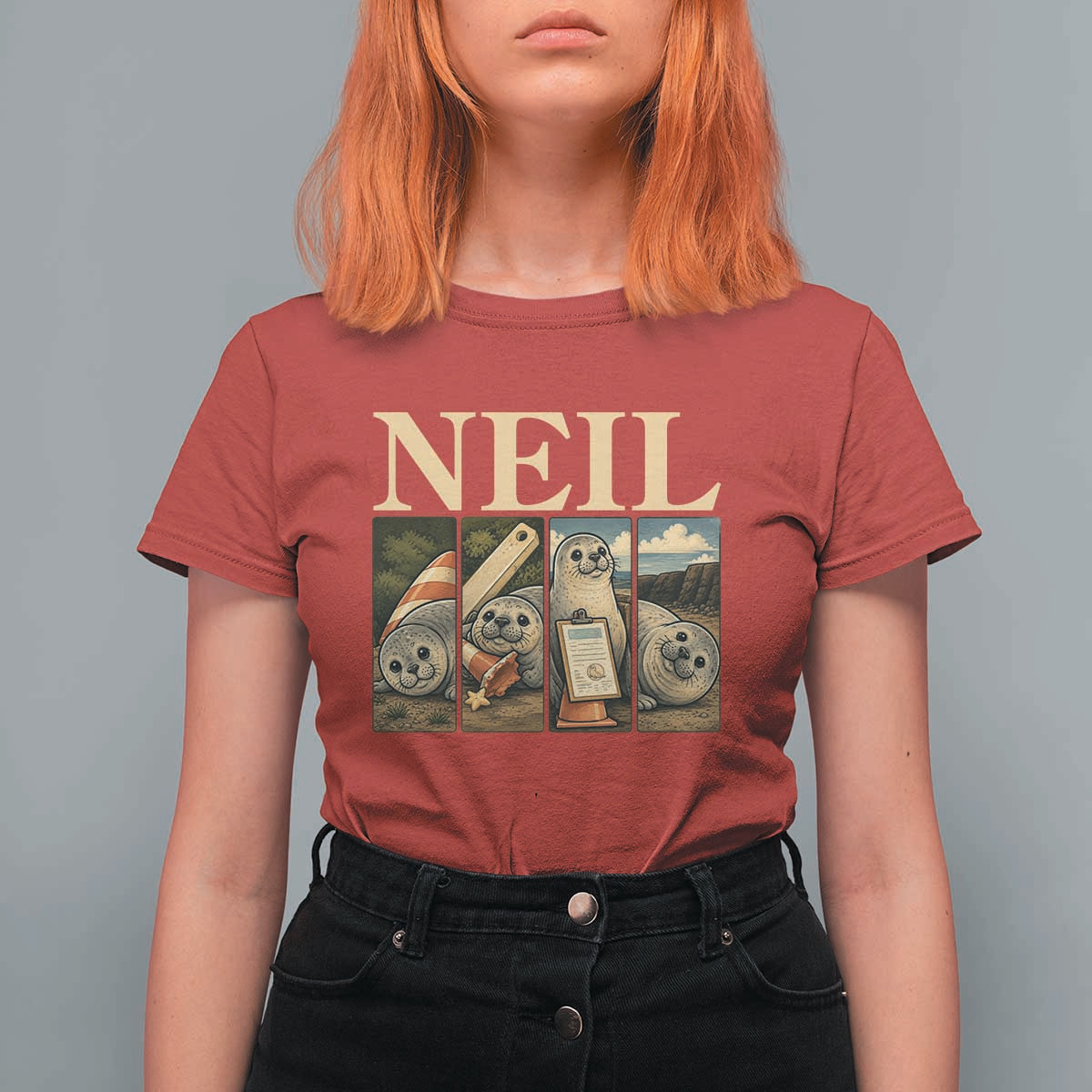 Funny Neil The Seal T Shirt For Women Viral Ocean Animal Meme Graphic