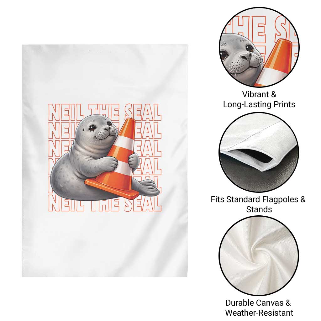 Neil The Seal Groovy Garden Flag Retro Vintage Cute Seal Lover Graphic