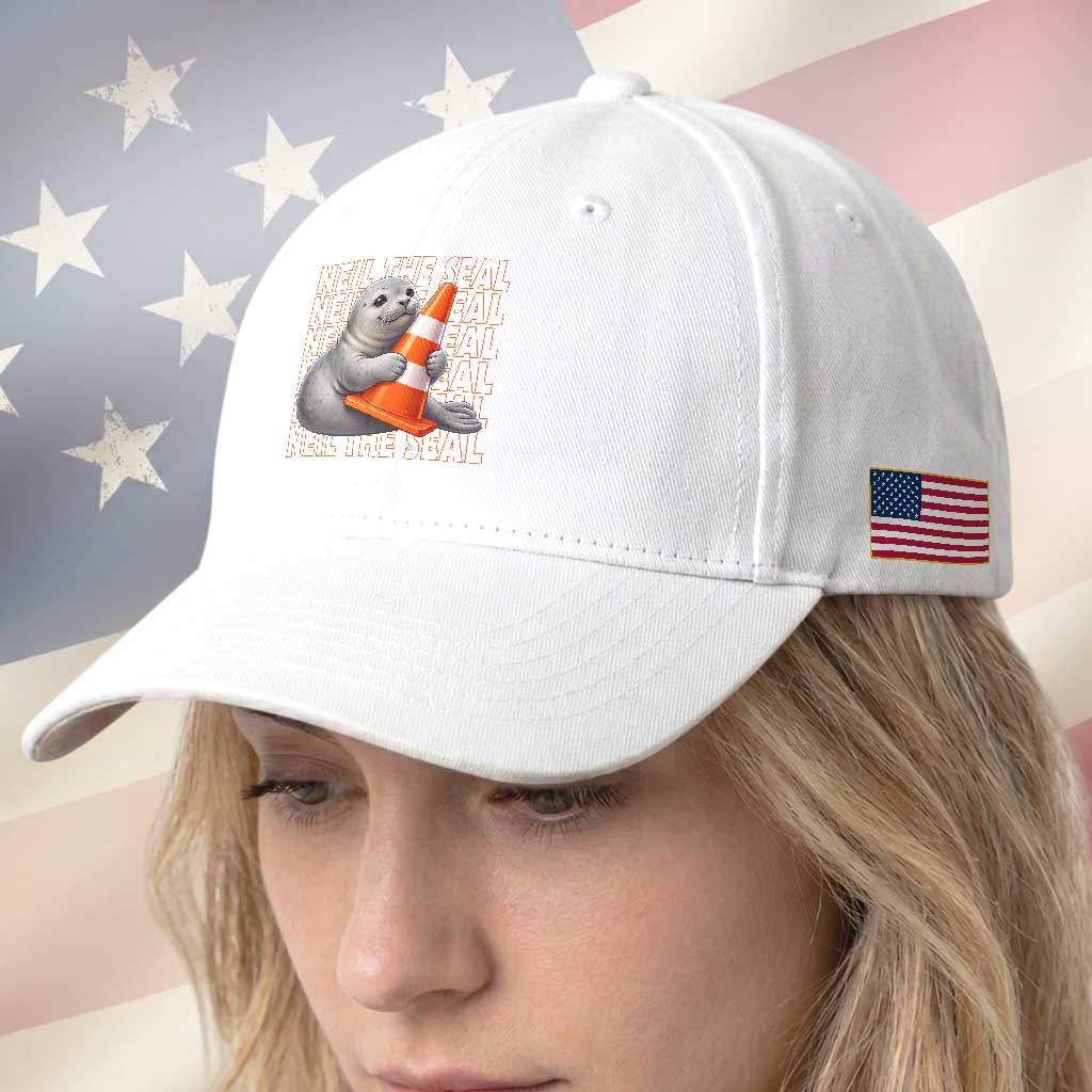 Neil The Seal Groovy Baseball Cap Retro Vintage Cute Seal Lover Graphic