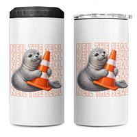 Neil The Seal Groovy 4 in 1 Can Cooler Tumbler Retro Vintage Cute Seal Lover Graphic