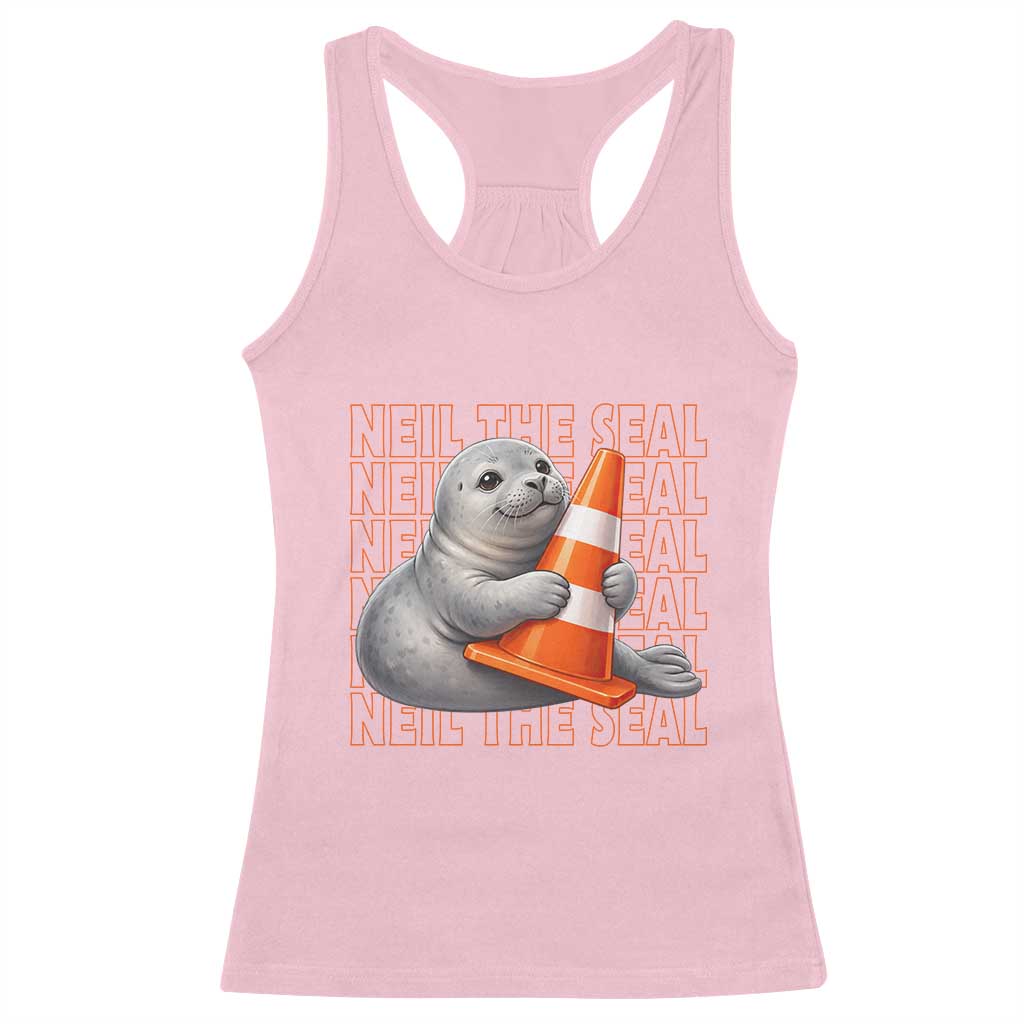 Neil The Seal Groovy Racerback Tank Top Retro Vintage Cute Seal Lover Graphic