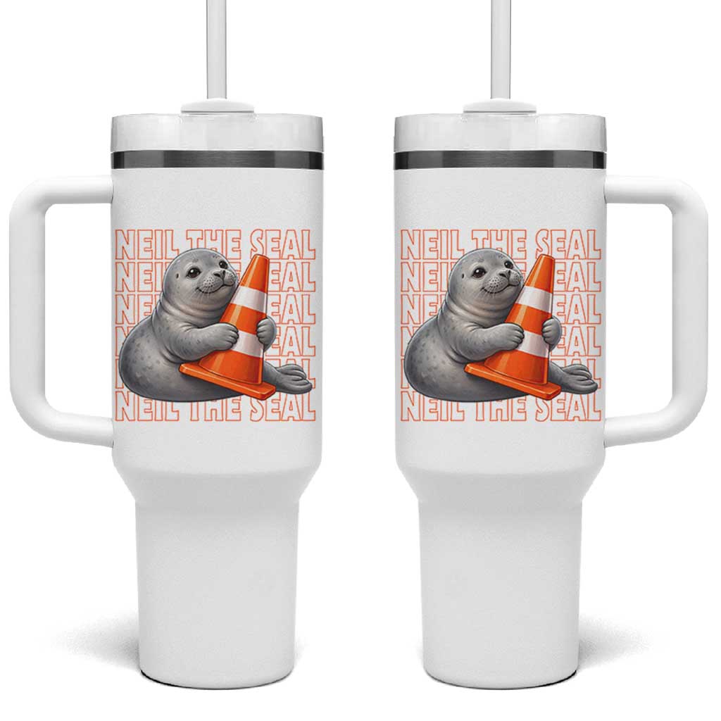 Neil The Seal Groovy Tumbler With Handle Retro Vintage Cute Seal Lover Graphic