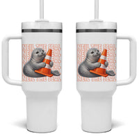 Neil The Seal Groovy Tumbler With Handle Retro Vintage Cute Seal Lover Graphic
