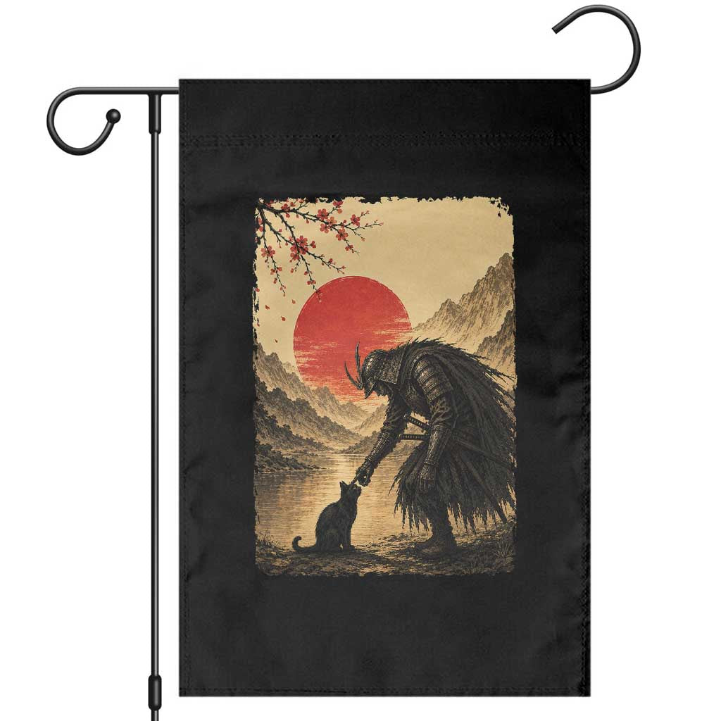 Vintage Japanese Art Samurai Warrior Black Cat Garden Flag Ukiyoe Style Boop Meme