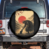 Vintage Japanese Art Samurai Warrior Black Cat Spare Tire Cover Ukiyoe Style Boop Meme