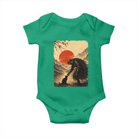 Vintage Japanese Art Samurai Warrior Black Cat Baby Onesie Ukiyoe Style Boop Meme