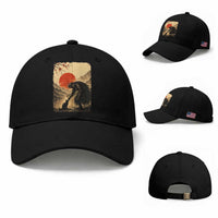 Vintage Japanese Art Samurai Warrior Black Cat Baseball Cap Ukiyoe Style Boop Meme