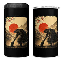 Vintage Japanese Art Samurai Warrior Black Cat 4 in 1 Can Cooler Tumbler Ukiyoe Style Boop Meme
