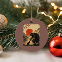 Vintage Japanese Art Samurai Warrior Black Cat Ceramic Ornament Ukiyoe Style Boop Meme