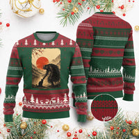 Vintage Japanese Art Samurai Warrior Black Cat Ugly Christmas Sweater Ukiyoe Style Boop Meme