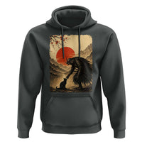 Vintage Japanese Art Samurai Warrior Black Cat Hoodie Ukiyoe Style Boop Meme