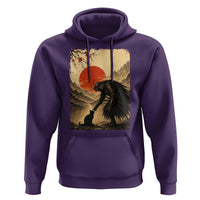 Vintage Japanese Art Samurai Warrior Black Cat Hoodie Ukiyoe Style Boop Meme