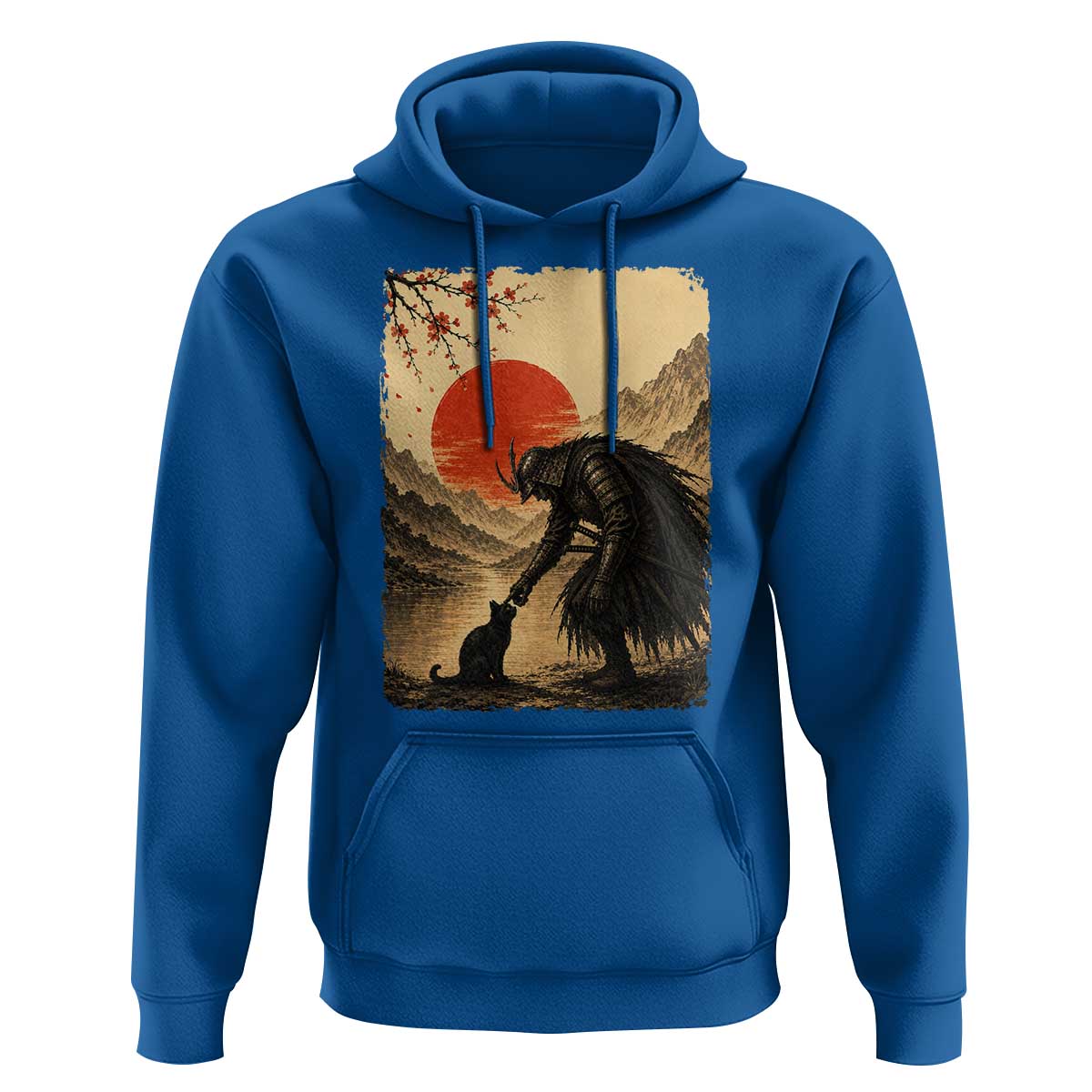 Vintage Japanese Art Samurai Warrior Black Cat Hoodie Ukiyoe Style Boop Meme