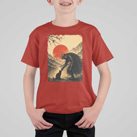 Vintage Japanese Art Samurai Warrior Black Cat T Shirt For Kid Ukiyoe Style Boop Meme