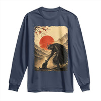 Vintage Japanese Art Samurai Warrior Black Cat Long Sleeve Shirt Ukiyoe Style Boop Meme
