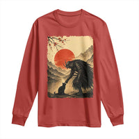 Vintage Japanese Art Samurai Warrior Black Cat Long Sleeve Shirt Ukiyoe Style Boop Meme