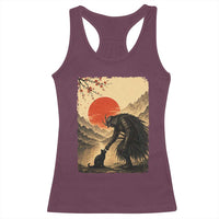 Vintage Japanese Art Samurai Warrior Black Cat Racerback Tank Top Ukiyoe Style Boop Meme