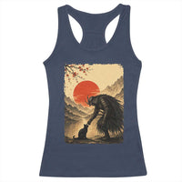 Vintage Japanese Art Samurai Warrior Black Cat Racerback Tank Top Ukiyoe Style Boop Meme