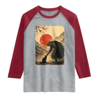 Vintage Japanese Art Samurai Warrior Black Cat Raglan Shirt Ukiyoe Style Boop Meme