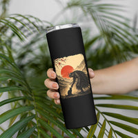 Vintage Japanese Art Samurai Warrior Black Cat Skinny Tumbler Ukiyoe Style Boop Meme