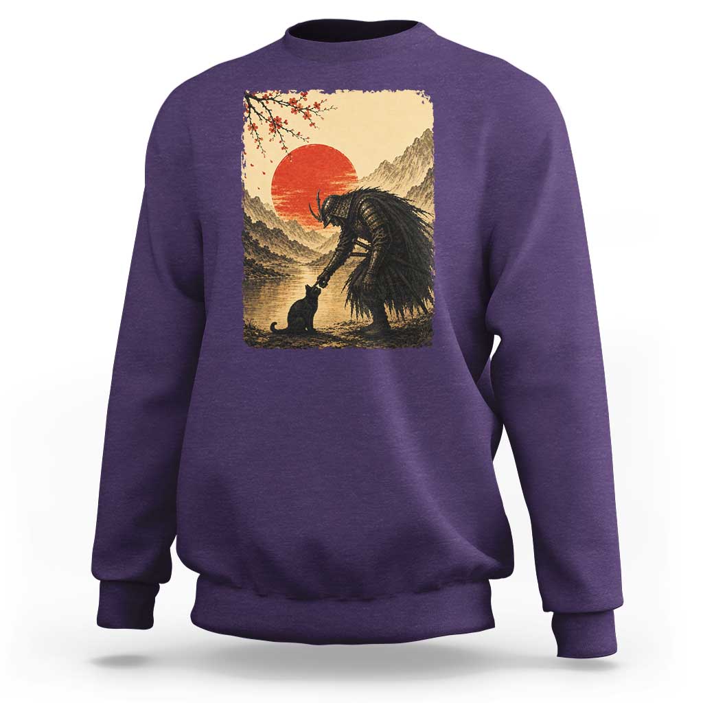 Vintage Japanese Art Samurai Warrior Black Cat Sweatshirt Ukiyoe Style Boop Meme
