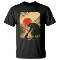 Vintage Japanese Art Samurai Warrior Black Cat T Shirt Ukiyoe Style Boop Meme
