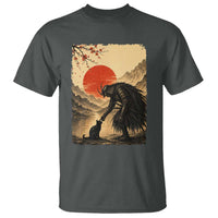 Vintage Japanese Art Samurai Warrior Black Cat T Shirt Ukiyoe Style Boop Meme