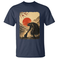Vintage Japanese Art Samurai Warrior Black Cat T Shirt Ukiyoe Style Boop Meme