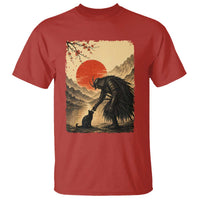 Vintage Japanese Art Samurai Warrior Black Cat T Shirt Ukiyoe Style Boop Meme