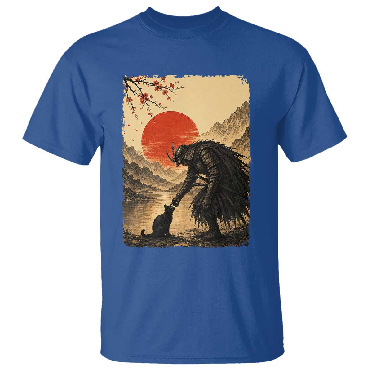 Vintage Japanese Art Samurai Warrior Black Cat T Shirt Ukiyoe Style Boop Meme