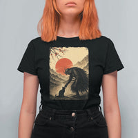 Vintage Japanese Art Samurai Warrior Black Cat T Shirt For Women Ukiyoe Style Boop Meme