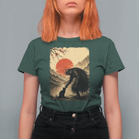 Vintage Japanese Art Samurai Warrior Black Cat T Shirt For Women Ukiyoe Style Boop Meme