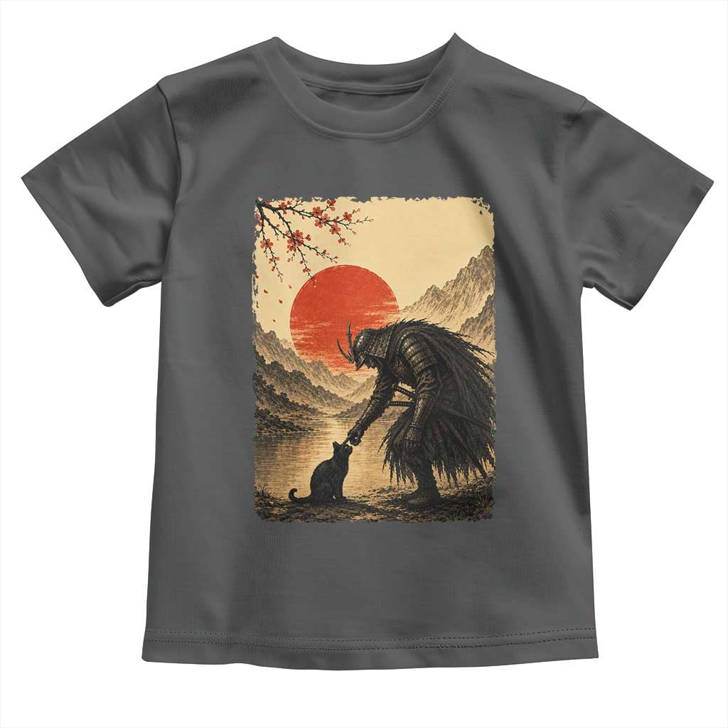 Vintage Japanese Art Samurai Warrior Black Cat Toddler T Shirt Ukiyoe Style Boop Meme