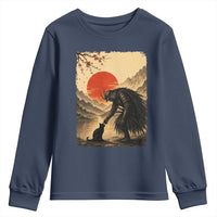 Vintage Japanese Art Samurai Warrior Black Cat Youth Sweatshirt Ukiyoe Style Boop Meme