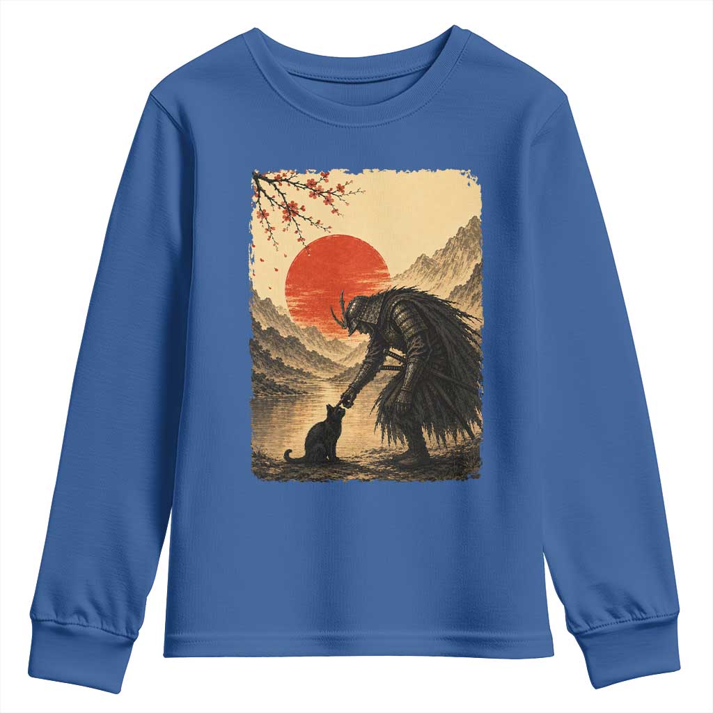 Vintage Japanese Art Samurai Warrior Black Cat Youth Sweatshirt Ukiyoe Style Boop Meme