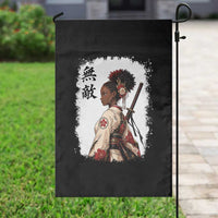 Afro African Pride Samurai Black Girl Garden Flag Vintage Japanese Sumie Katana Graphic
