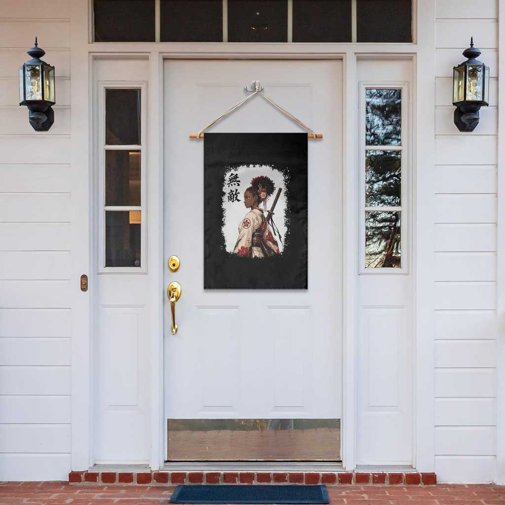 Afro African Pride Samurai Black Girl Garden Flag Vintage Japanese Sumie Katana Graphic