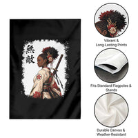 Afro African Pride Samurai Black Girl Garden Flag Vintage Japanese Sumie Katana Graphic